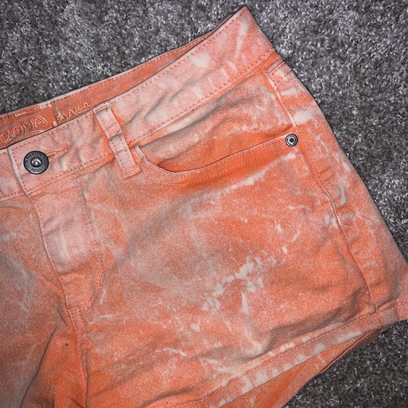 Arizona Jeans Co Orange & White Jean Shorts - Picture 5 of 8